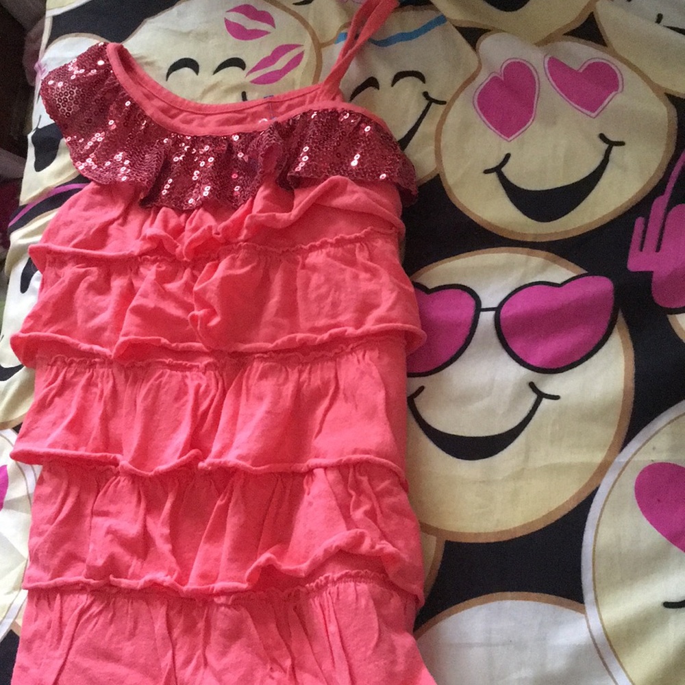Girls pink ruffle justice shirt size : 16